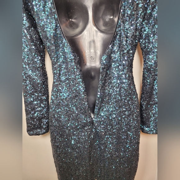 Dress The Population Lola All Over Sequin Mini Formal Cocktail Dress Sz M - Picture 5 of 11